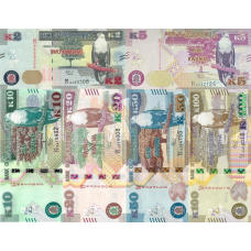 (331) Zambia P56c,57e, 58c, 59d, 60d, 61e - 2,5,10,20,50,100 Kwacha Year 2020-2022 (6 Notes)